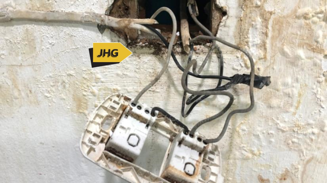 water-damaged electrical wiring